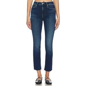 Mother The Mid Rise Blue Dazzler Ankle Fray Size 28